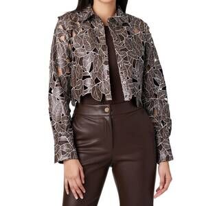 NEW TOCCIN beatrix lace vegan leather top in multicolor